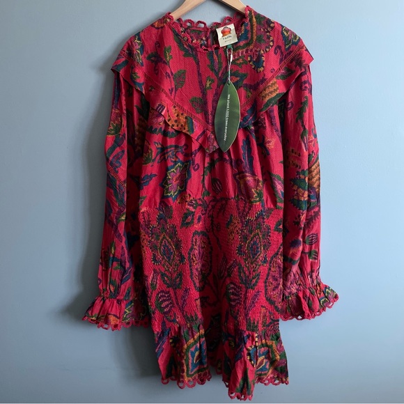 FARM RIO red sunset tapestry mini dress - Picture 5 of 12